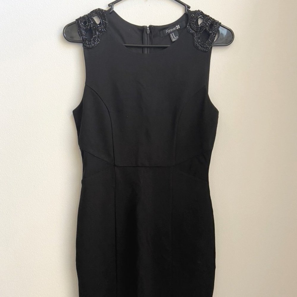 Black Forever 21 Mini Dress, beaded sleeves